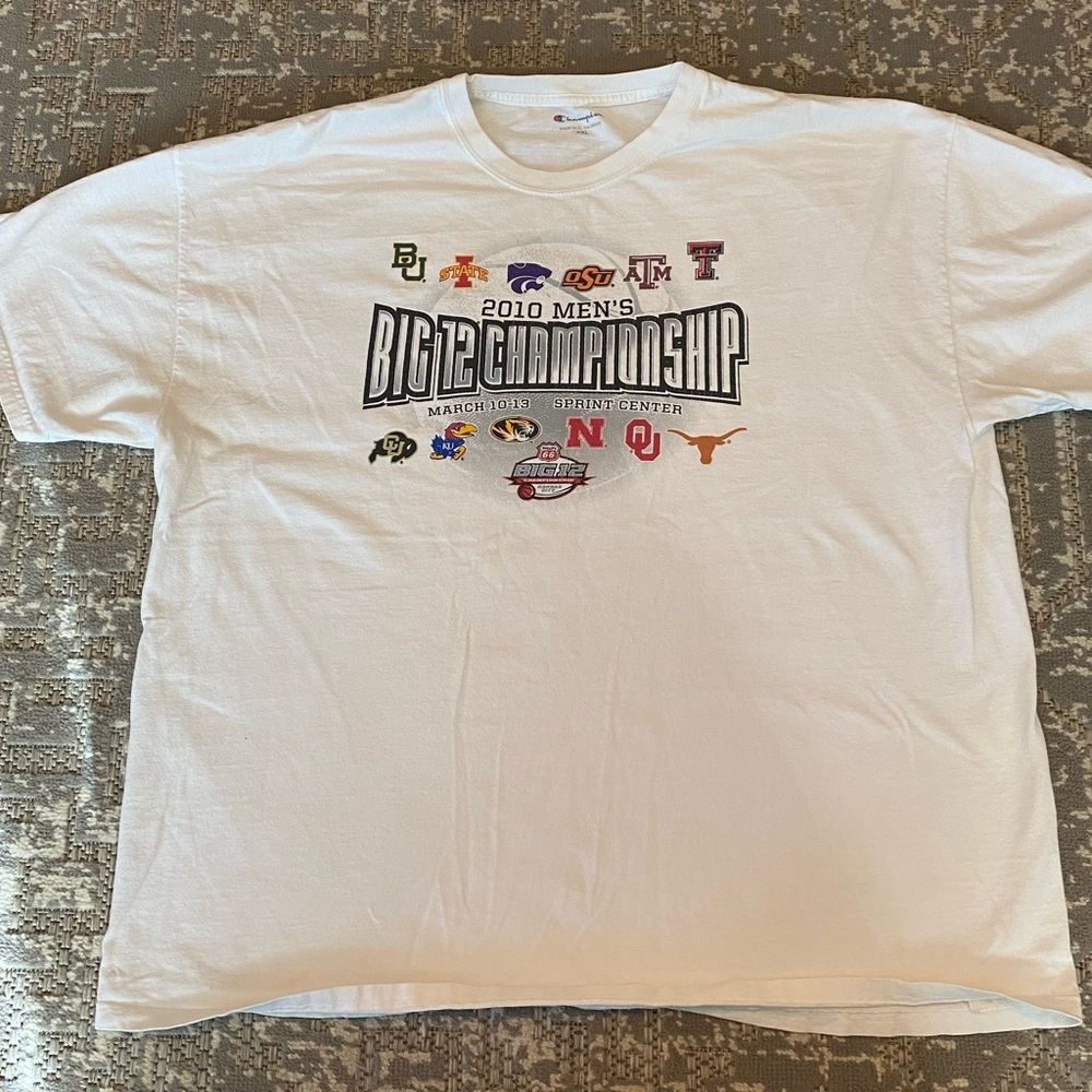 2010 Men’s Big 12 Championship Shirt Men’s Size 2XL Color White-Flaws